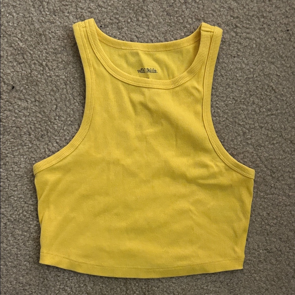 Yellow Ribbed Crop Top